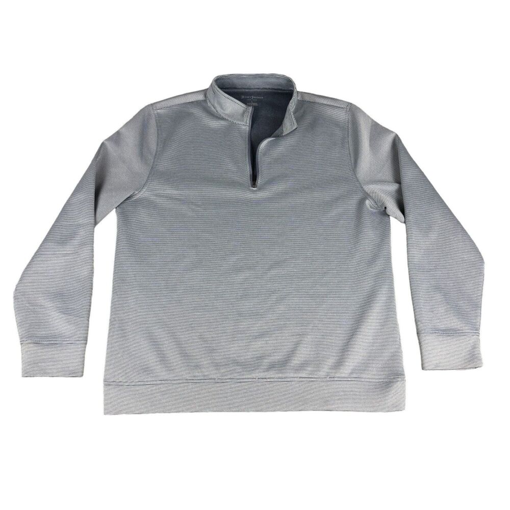 Hickey Freeman Pullover Men's Large Gray Long Sleeve 1/4 Zip Jacket Striped Golf